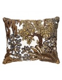 Coussin exotique jaune et marron 50x40
