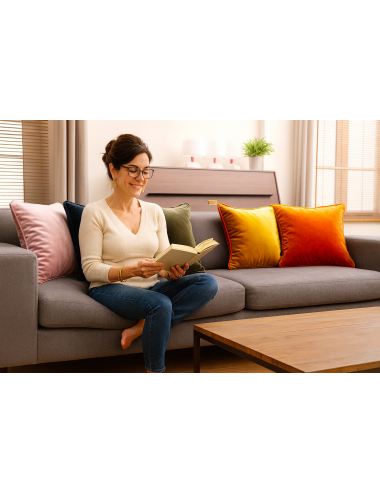Coussins en velours pour un coin lecture