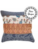Coussin rose et bleu imprimé 45x45