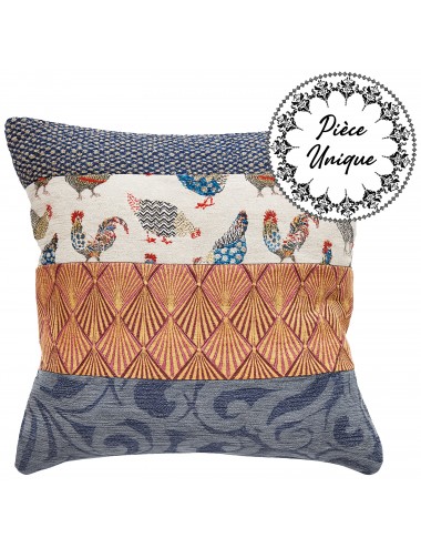 Coussin rose et bleu imprimé 45x45