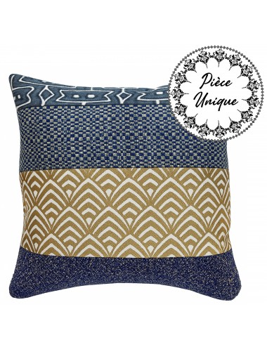 Coussin bleu indigo et doré 45x45