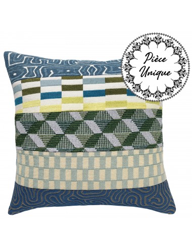 Coussin bleu et vert imprimé 45x45