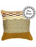 Coussin imprimé jaune moutarde 45x45