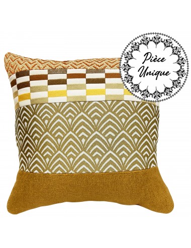 Coussin imprimé jaune moutarde 45x45