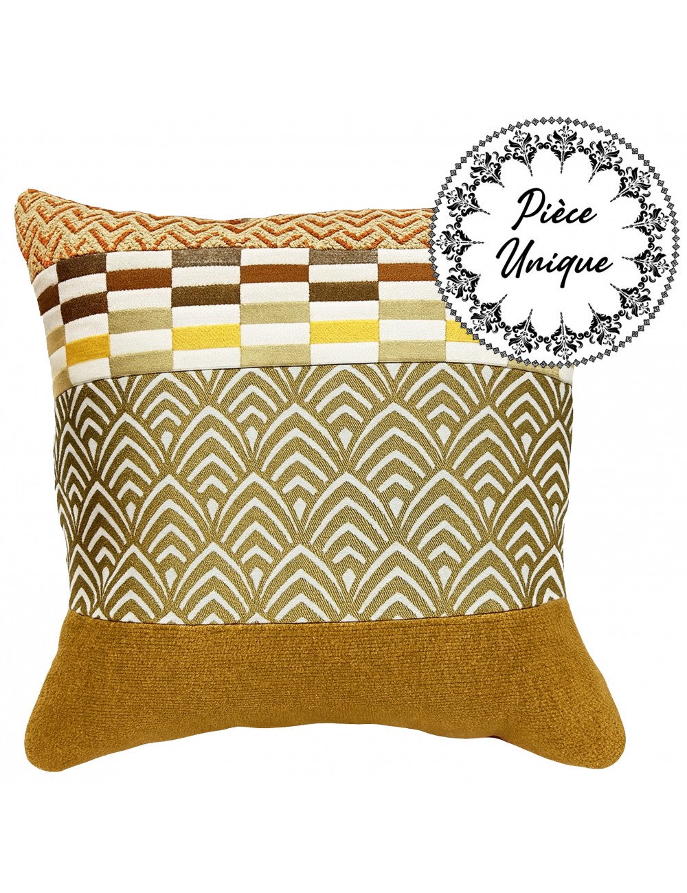 Coussin imprimé jaune moutarde 45x45 Coussin imprimé jaune moutarde 45x45