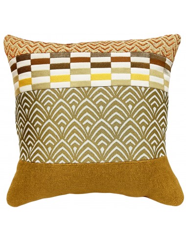 Coussin imprimé jaune moutarde 45x45