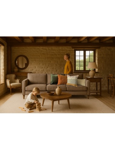 Coussin imprimé jaune moutarde 45x45
