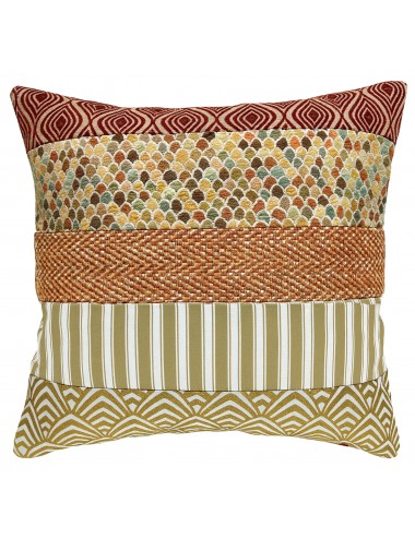 Coussin imprimé doré et corail 45x45