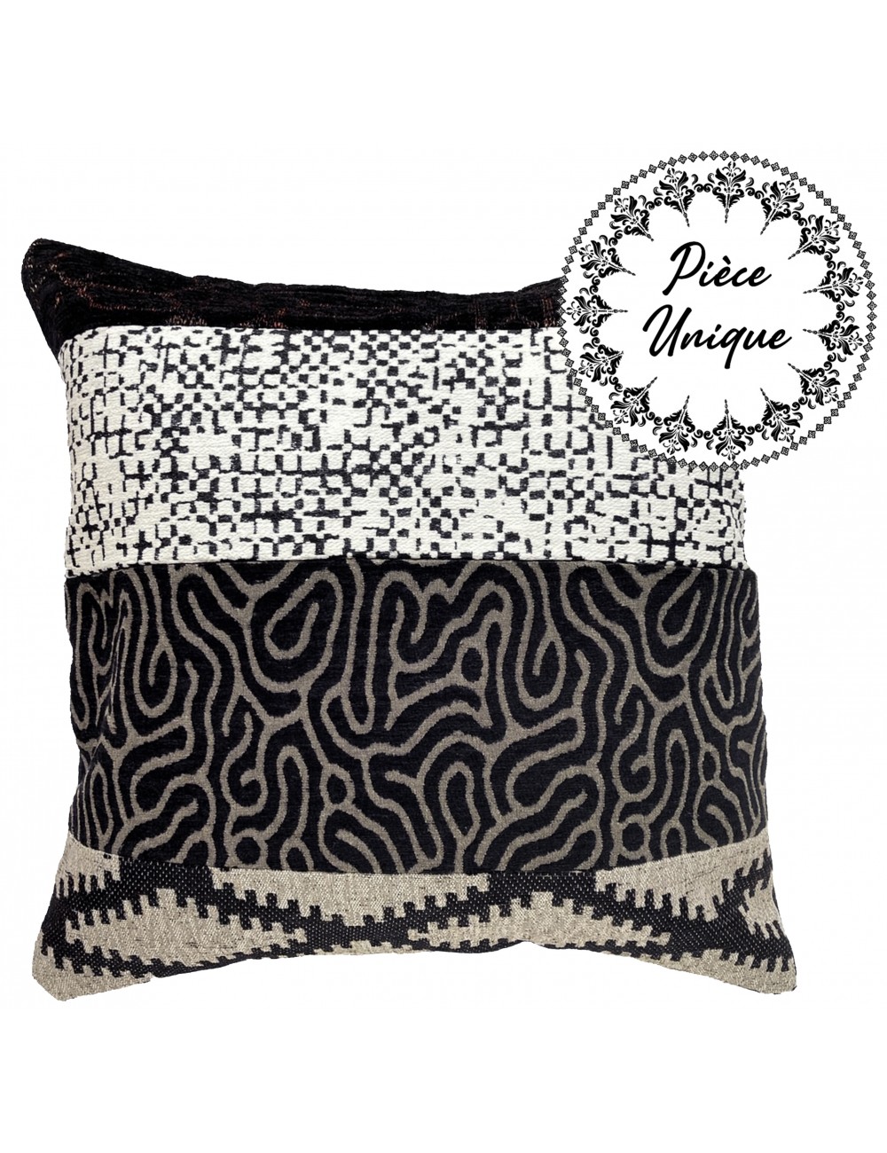 Coussin noir et blanc imprimé 45x45 Coussin noir et blanc imprimé 45x45