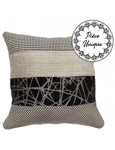 Coussin noir et beige imprime 45x45