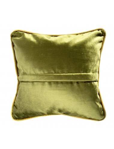 Coussin en velours satiné vert-jaune 40x40 – Maison du Coussin