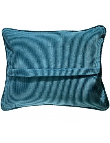 Zoom sur le velours côtelé bleu pétrole