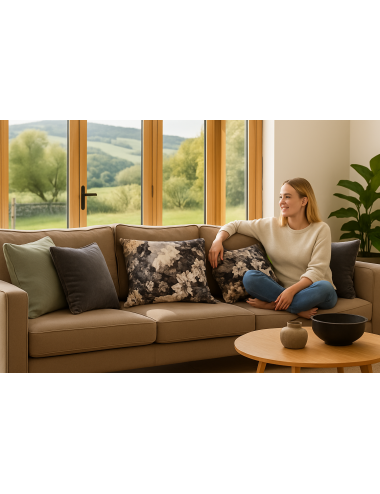 Coussins en velours gris hauts de gamme