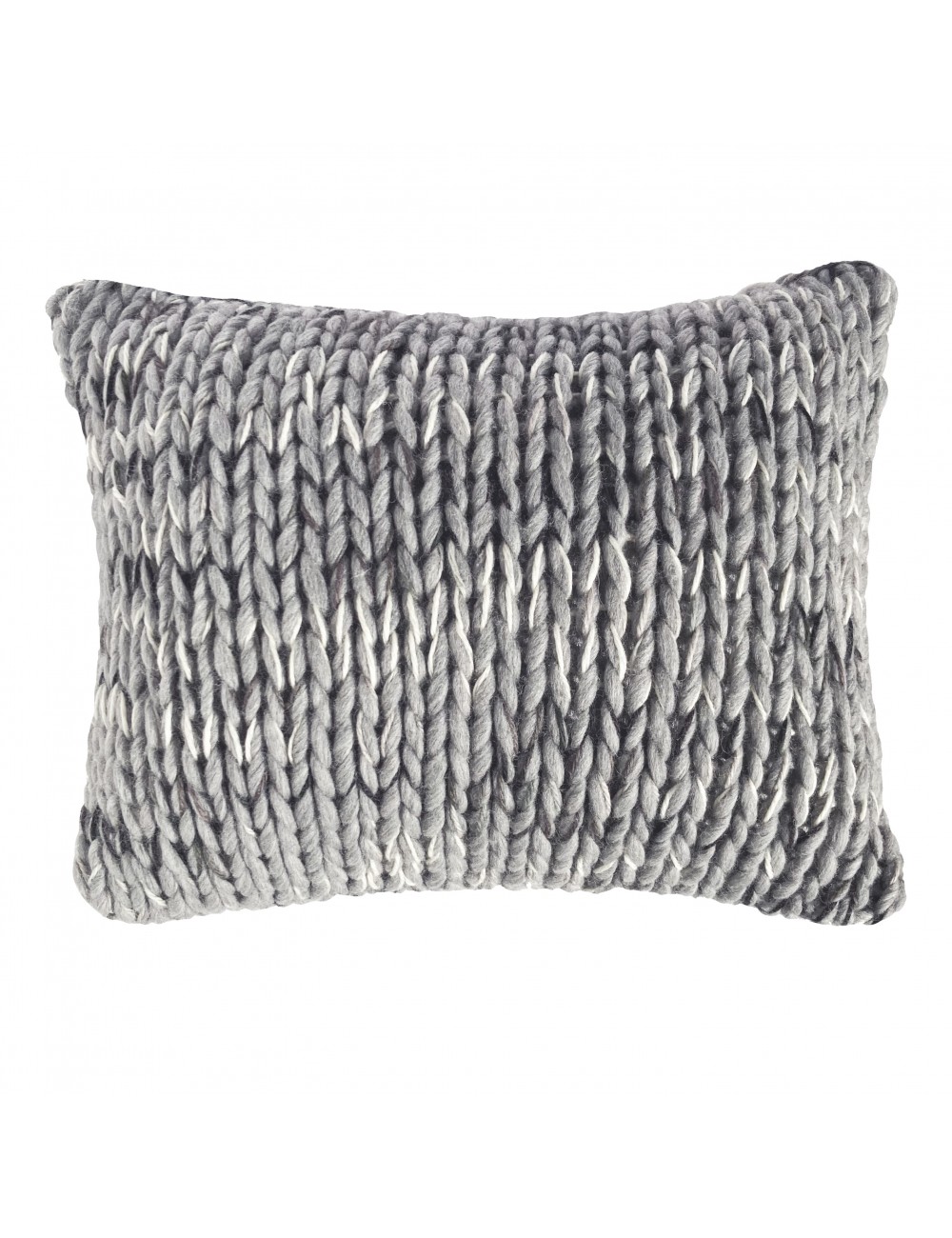 Coussin en laine gris tricoté à la main, pièce artisanale – Maison du Coussin