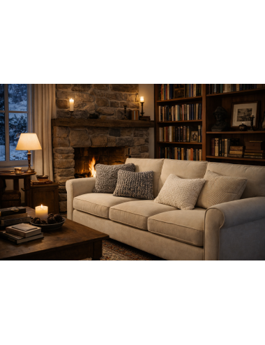 Coussin en laine gris tricoté à la main, pièce artisanale – Maison du Coussin