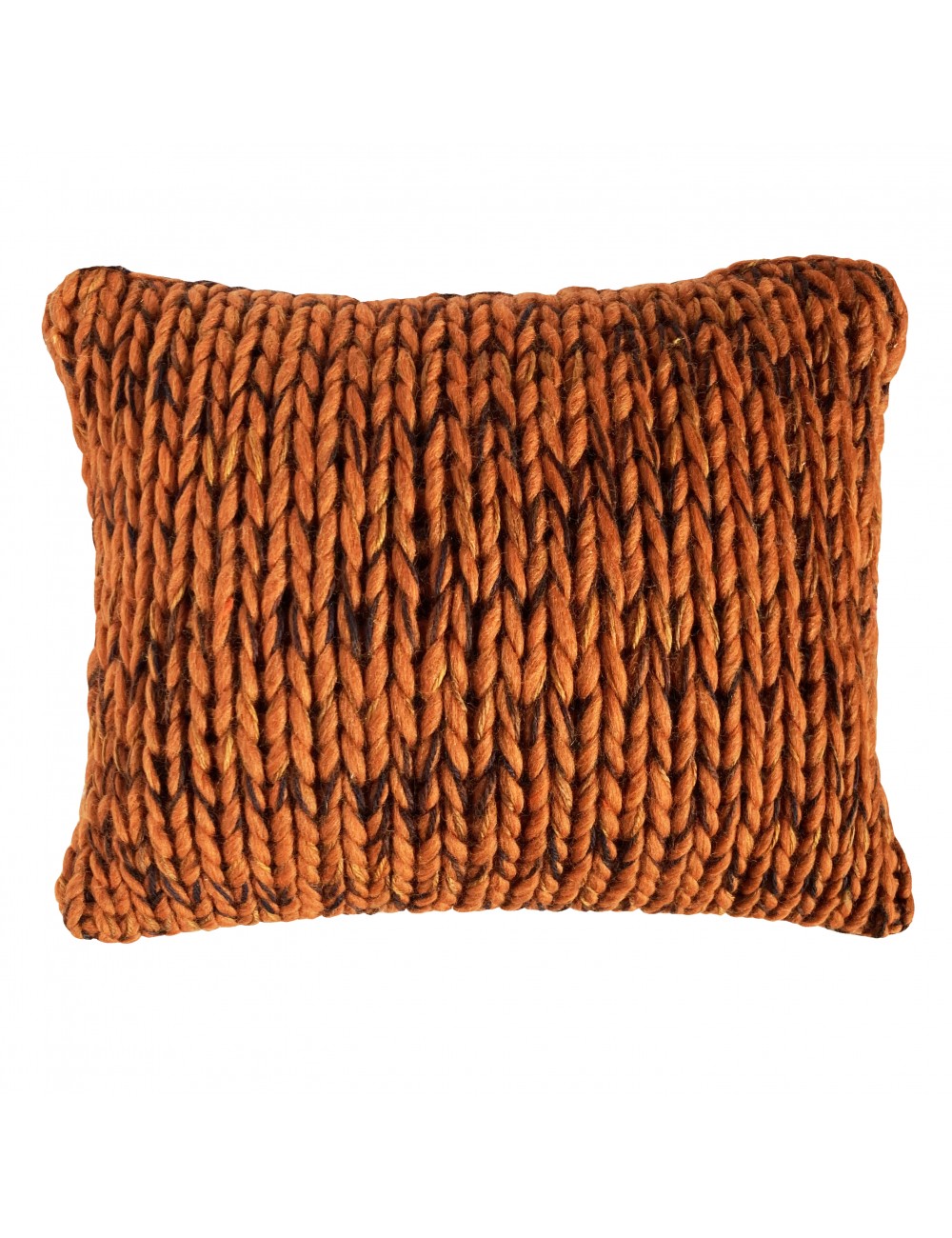 Coussin en laine terracotta tricoté à la main – pièce unique Maison du Coussin