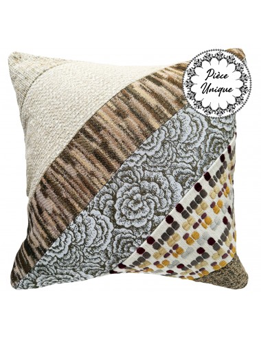 Coussin décoratif beige et écru pièce unique 40x40