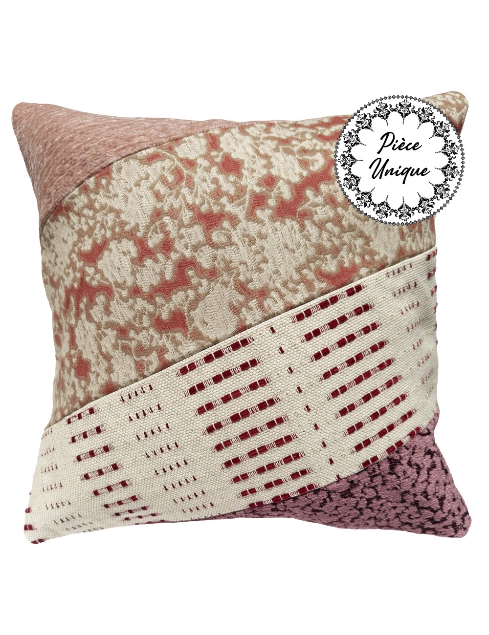 Coussin rose imprimé 40x40