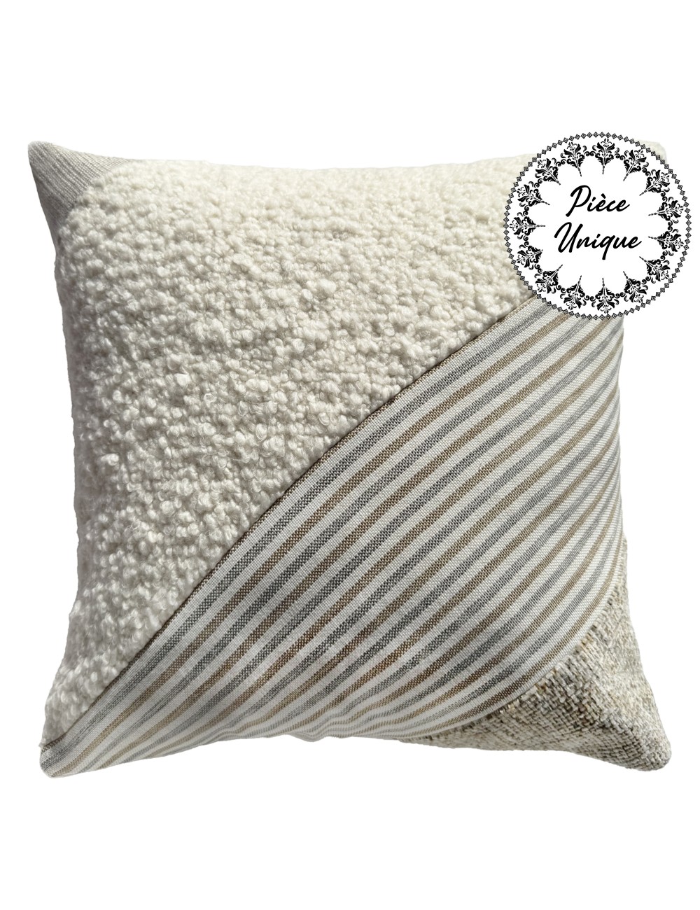 Coussin écru bouclette 40x40