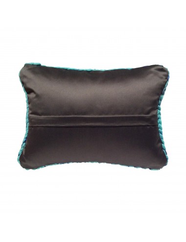 Coussin laine grosse maille bleu et vert