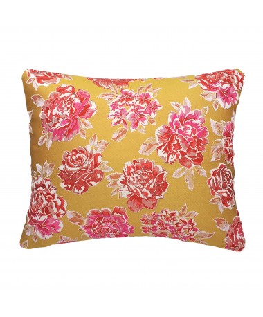 Coussin rectangulaire rose et jaune