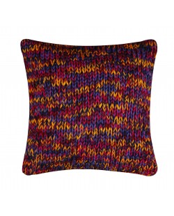 Coussin grosse maille orange et violet