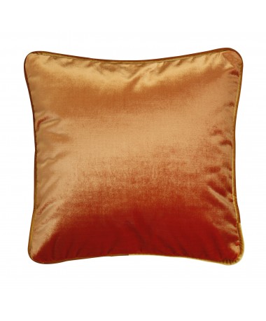 Coussin déco animal marmotte velours orange rouille 40x40cm