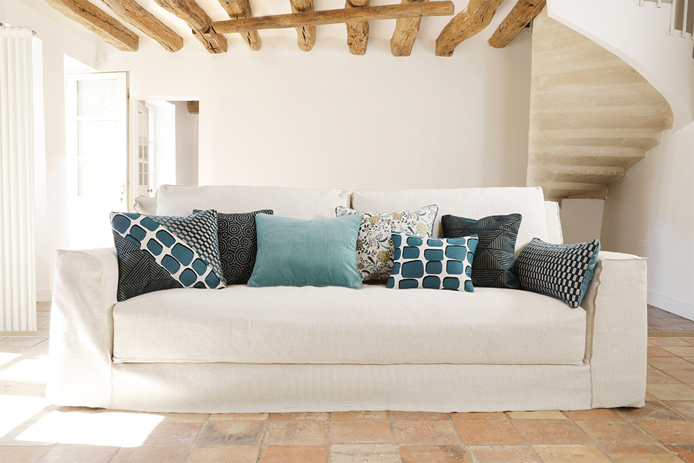 Coussins bleu canard haut de gamme