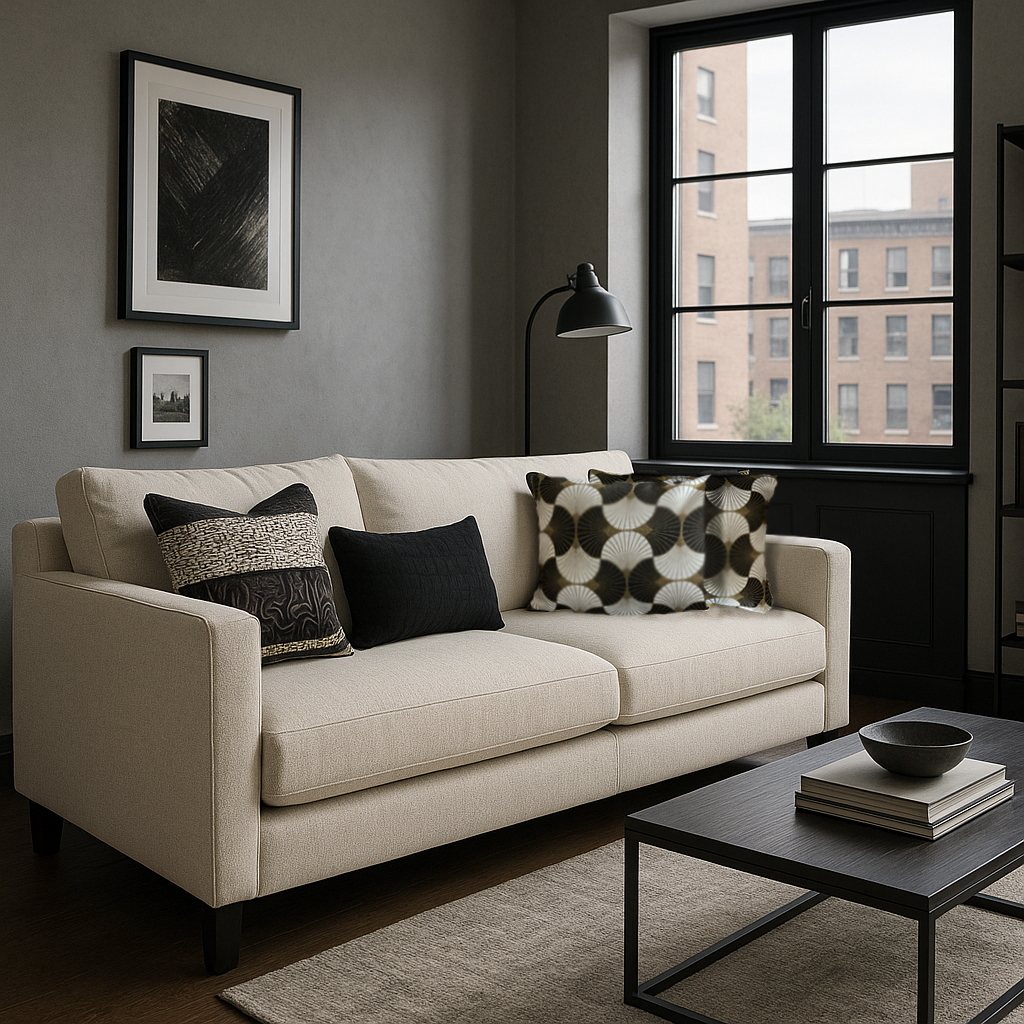 Coussins noirs et blancs