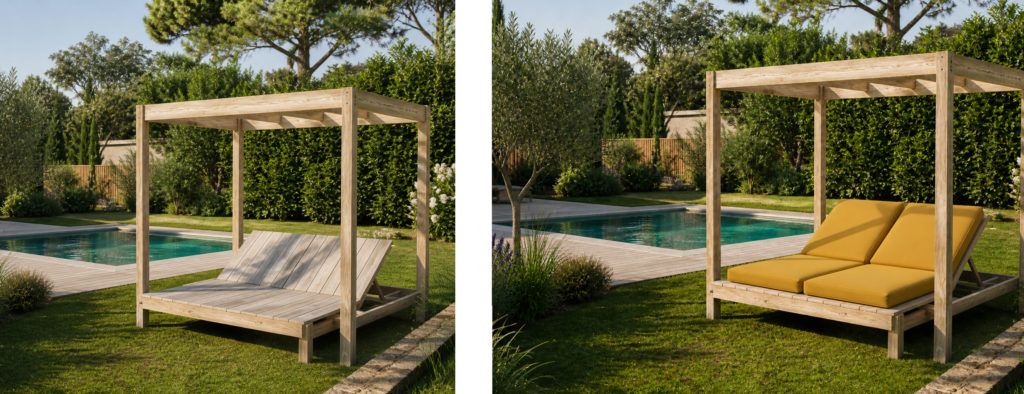avant après coussins bain de soleil bois sur mesure